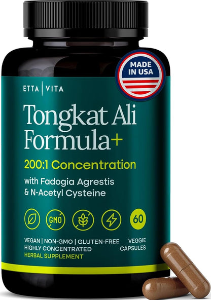 Potent Longjack - Tongkat Ali & Fadogia Agrestis Supplement for Men & Womens Energy, T Support, Lean Muscle Growth & Recovery, Hormonal Balance, Pre-Workout with Vegan NAC Liver Detox & Cleanse Etta VitaBuy Supplements Australia