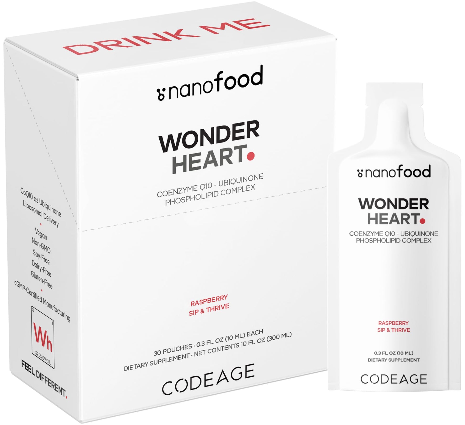 Codeage Wonder Heart Liquid CoQ10 Liposomal Ubiquinone Supplement, Coenzyme Q10 Heart Vitamins, Non-GMO Sunflower Phosphatidylcholine Vegan Blend, Raspberry Flavored Softgel, Pack of 30 Pouches CodeageBuy Supplements Australia
