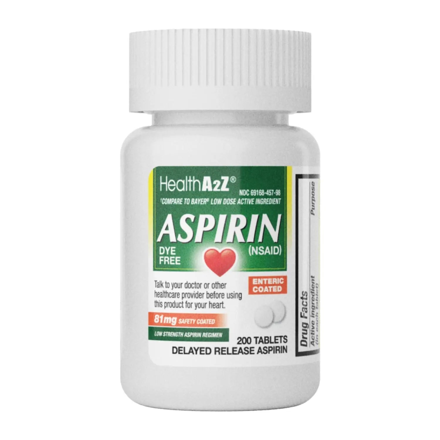 HealthA2Z® Aspirin 81 mg | DYE Free | Low Strength | 200 Counts | Pain Relief | Reduces Minor Aches Muscle Pain & Cramps | Fever Reducer | Reduces Headache | (NSAID) HealthA2ZBuy Supplements Australia