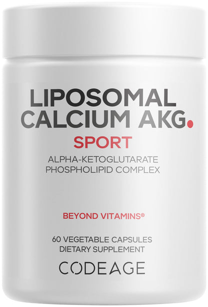 Codeage Liposomal Calcium AKG Supplement - Calcium Alpha-Ketoglutarate - 2-Month Supply - Liposomal Delivery - 1 Capsule Per Serving - Non-GMO, Gluten-Free - 60 Capsules CodeageBuy Supplements Australia