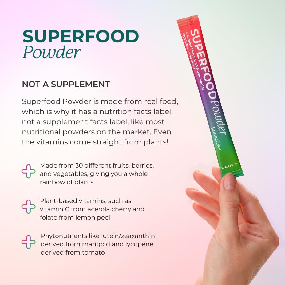 Juice Plus+ - Superfood Powder - Drink with 30 Fruits Berries Veggies Plant Vitamins for Refreshing Immune Wellness Boost - 30 Stick Packs Juice Plus+Buy Supplements Australia
