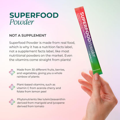 Juice Plus+ - Superfood Powder - Drink with 30 Fruits Berries Veggies Plant Vitamins for Refreshing Immune Wellness Boost - 30 Stick Packs Juice Plus+Buy Supplements Australia