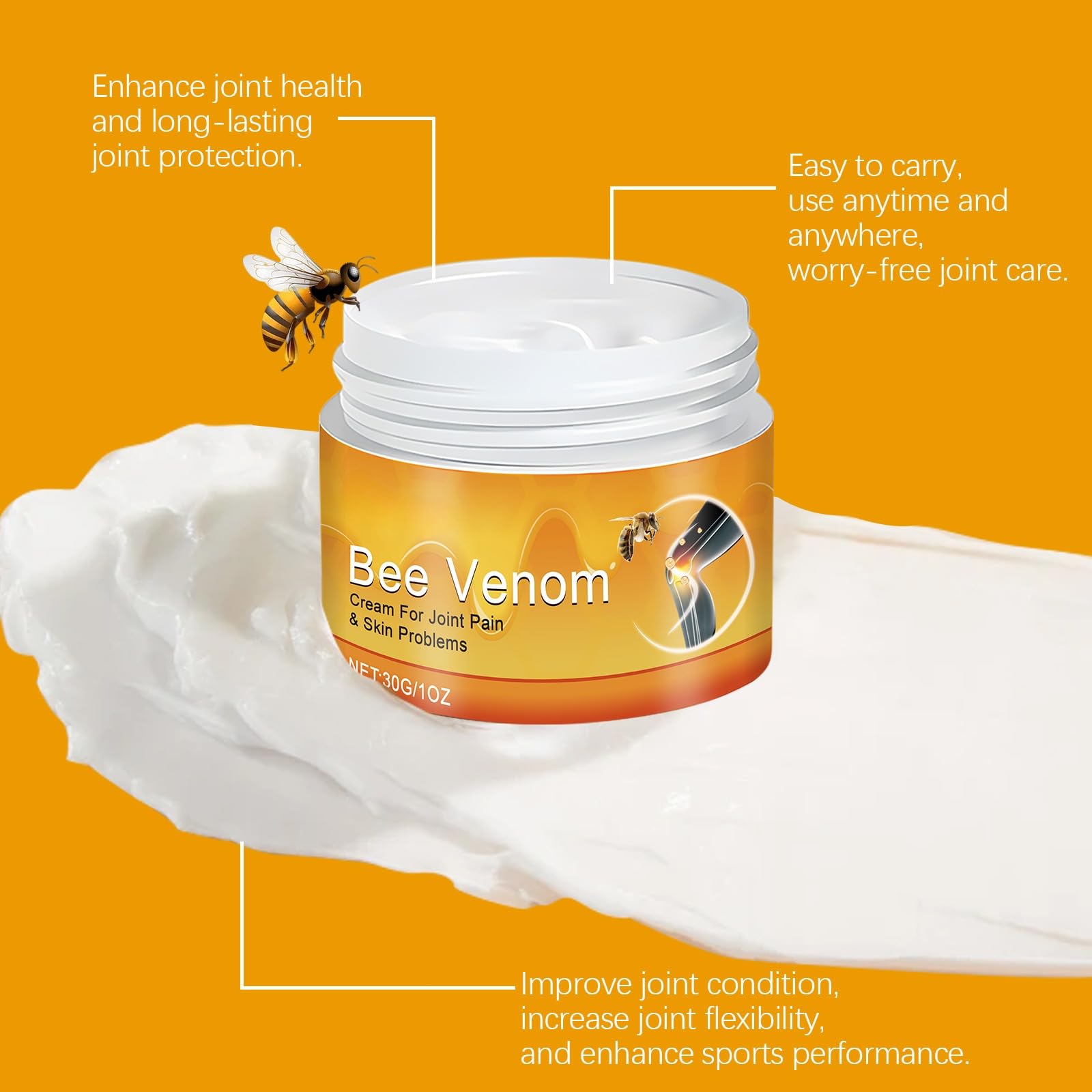 2 PCS Bee Venom Joint and Bone Cream, Bees Venoms Cream Relief Gel for Back, Knee, Hands, Neck, Feet GenericBuy Supplements Australia