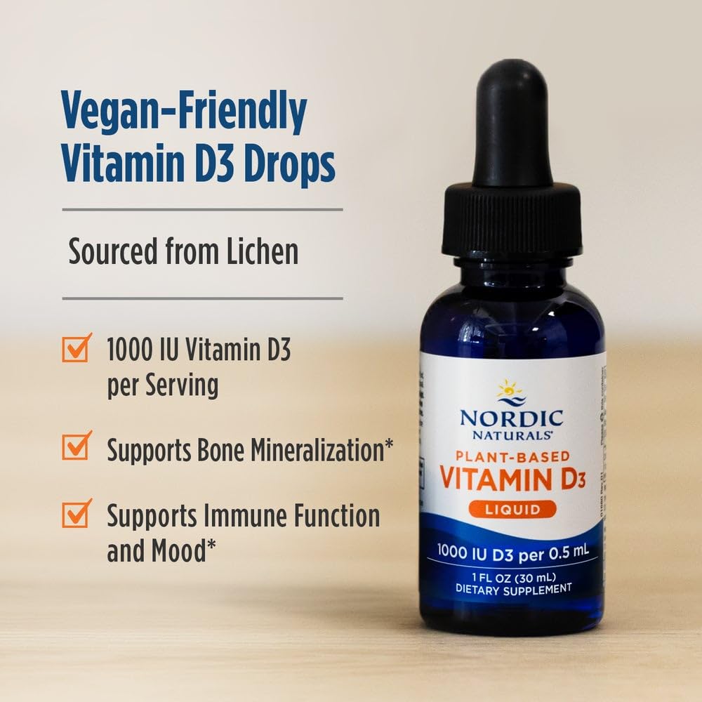 Nordic Naturals Plant-Based Vitamin D3 Liquid - 1 oz - 1000 IU Vitamin D3 - Healthy Bones, Mood & Immune System Function - Non-GMO, Vegan - 60 Servings Nordic NaturalsBuy Supplements Australia