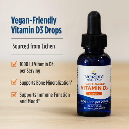 Nordic Naturals Plant-Based Vitamin D3 Liquid - 1 oz - 1000 IU Vitamin D3 - Healthy Bones, Mood & Immune System Function - Non-GMO, Vegan - 60 Servings Nordic NaturalsBuy Supplements Australia