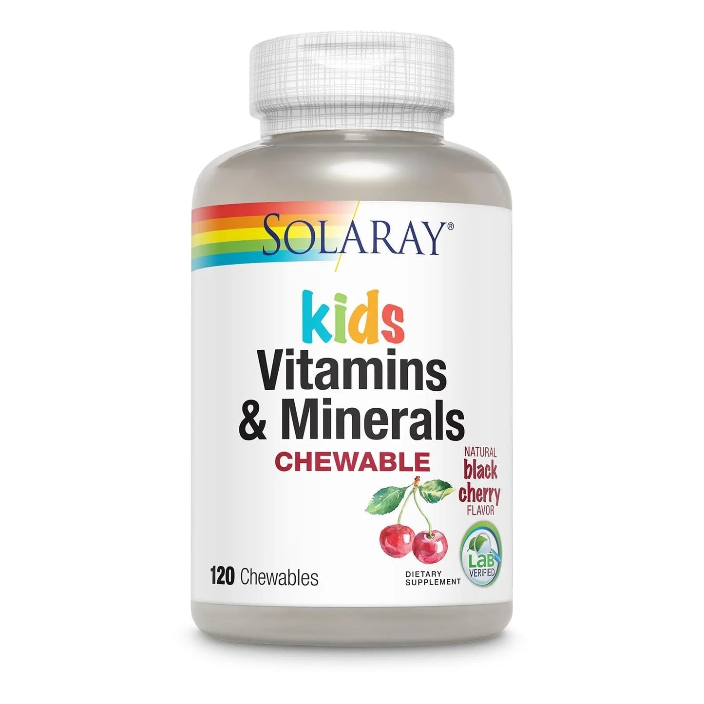 SOLARAY Childrens Vitamins & Minerals Complete Multivitamin for Kids Great Black Cherry Flavor SOLARAY
