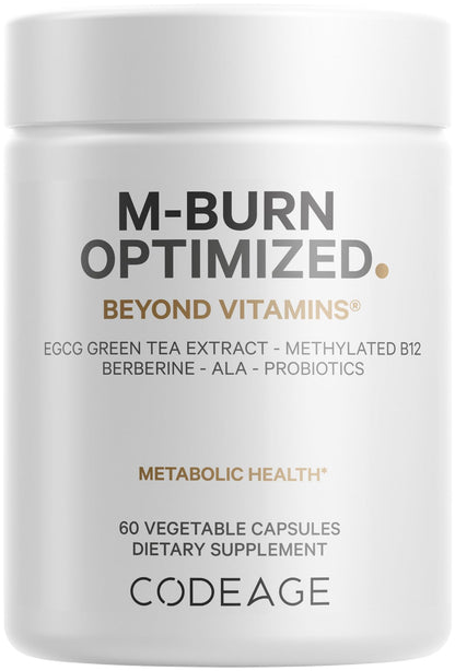 Codeage M-Burn Optimized Supplement - Decaffeinated Green Tea Std. to 50% EGCG, Berberine, Akkermansia, Vitamin B12 - Probiotics - Vitamins - 60 Capsules CodeageBuy Supplements Australia
