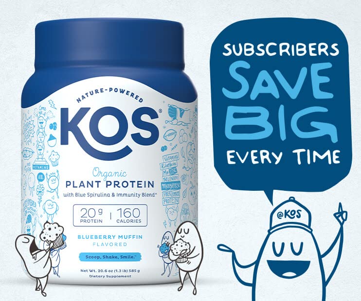 KOS Plant Based Protein Powder, Blueberry Muffin - Organic Pea Protein Superfood KOSBuy Supplements Australia