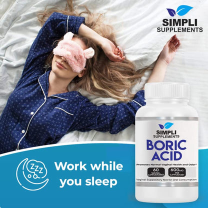 Simpli Supplements 60 Boric Acid Suppositories - Modern Support & Ancient Remedy - Scientifically Simpli SupplementsBuy Supplements Australia