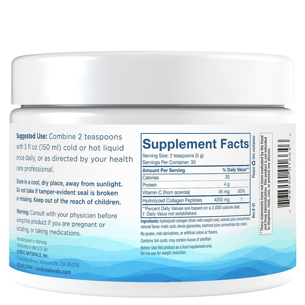 Nordic Naturals Nordic Beauty Marine Collagen Powder, Strawberry - 5.29 Ounces - Collagen Powder Supplement for Healthy Skin, Joints, and Bones, Vitamin C for Antioxidant Support - 30 Servings Nordic NaturalsBuy Supplements Australia