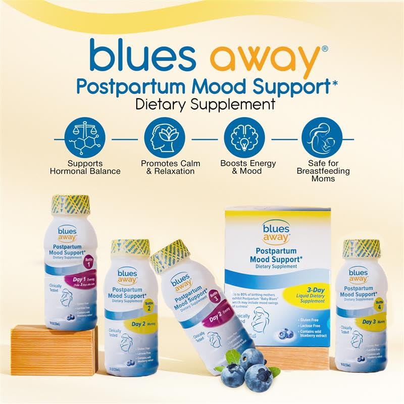 Blues Away Postpartum Mood Support Drink - Breastfeeding Friendly Postnatal Hormone Balance for Women - 3-Day Liquid Dietary Stress Support Shake [4 Bottles] Blues AwayBuy Supplements Australia