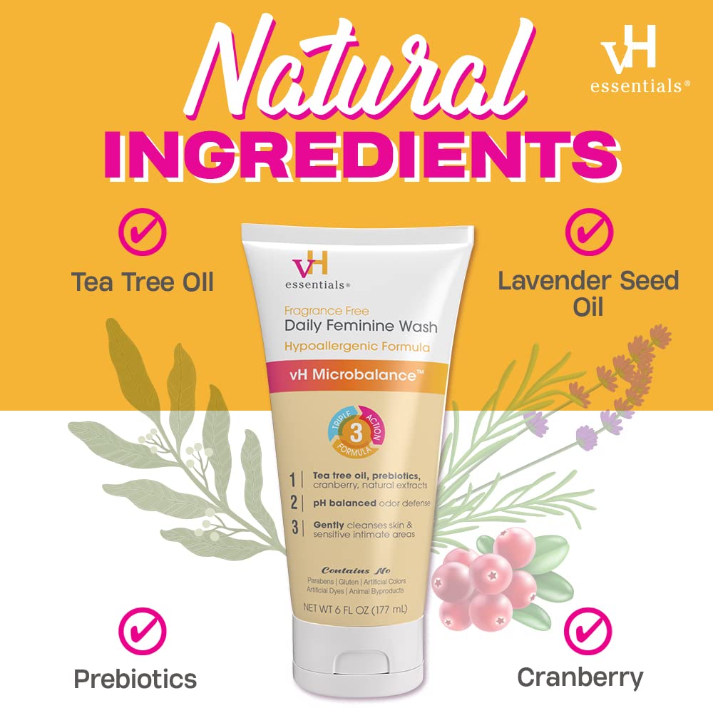 vH essentials Daily Feminine Wash - Fragrance Free, Hypoallergenic with Tea Tree Oil vH essentialsBuy Supplements Australia