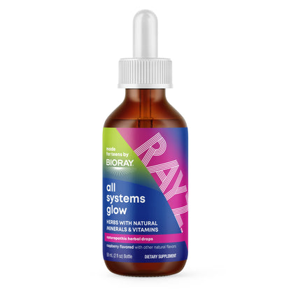 BIORAY RAYZ All Systems Glow, Raspberry Flavor - 2 fl oz - Convenient Source of Vitamins & Minerals for Teens 12-18 Years Old BIORAYBuy Supplements Australia