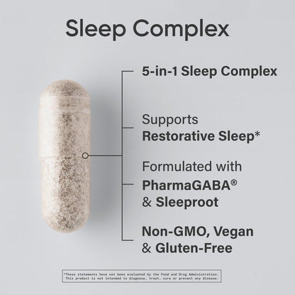 Sports Research® Sleep Complex- Melatonin-Free Vegan Capsules - with Valerian Root, GABA, L-Theanine, Magnesium & 5-HTP - 30 Servings Sports ResearchBuy Supplements Australia