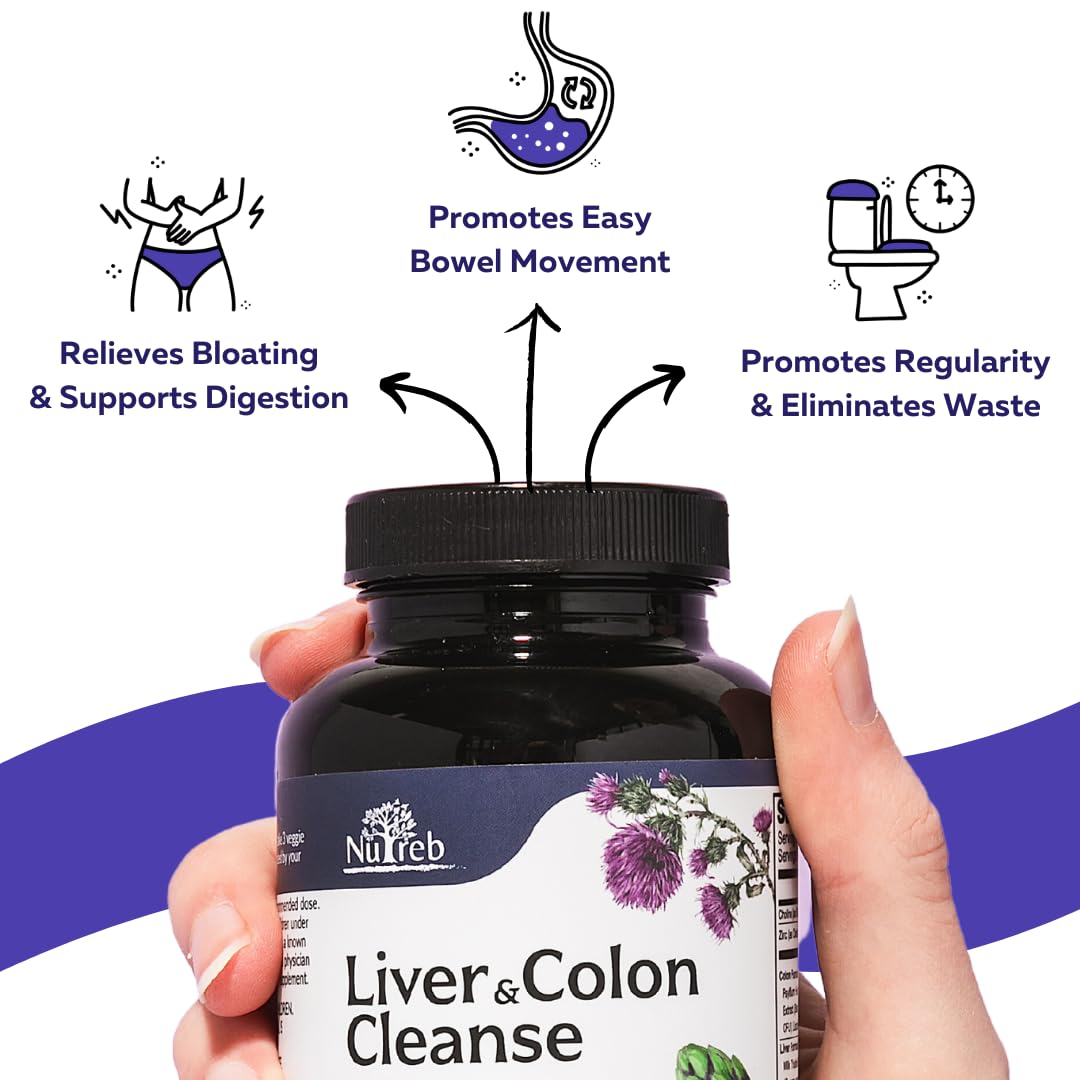 Liver Cleanse Detox & Repair with Colon Cleanse - Milk Thistle, Dandelion Root, Psyllium Husk Fiber NutrebBuy Supplements Australia
