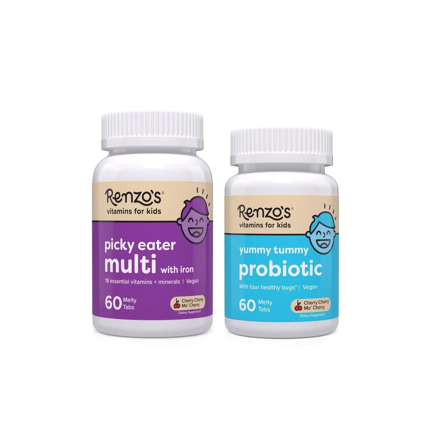 Renzo's Vitamins Happy Tummies Bundle, Probiotics for Kids and Picky Eater Kids Multivitamin Renzo'sBuy Supplements Australia