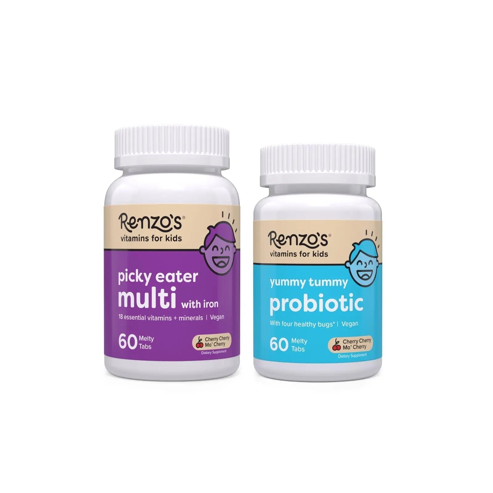 Renzo's Vitamins Happy Tummies Bundle, Probiotics for Kids and Picky Eater Kids Multivitamin Renzo'sBuy Supplements Australia