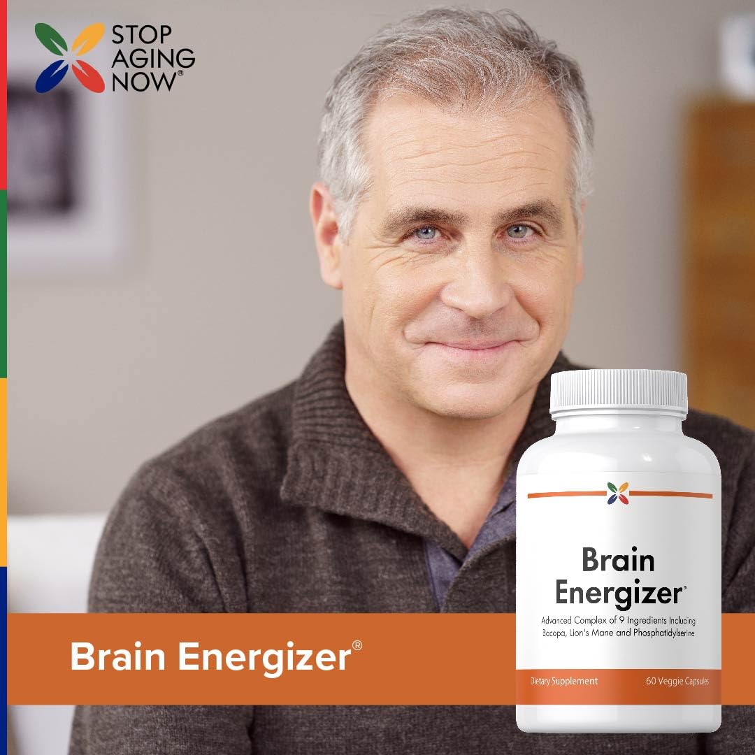 Stop Aging Now - Brain Supplement Complex - with Ginkgo Biloba, Lion's Mane, Bacopa, and DMAE - 60 Vegetarian Capsules - Advanced Blend Stop Aging NowBuy Supplements Australia