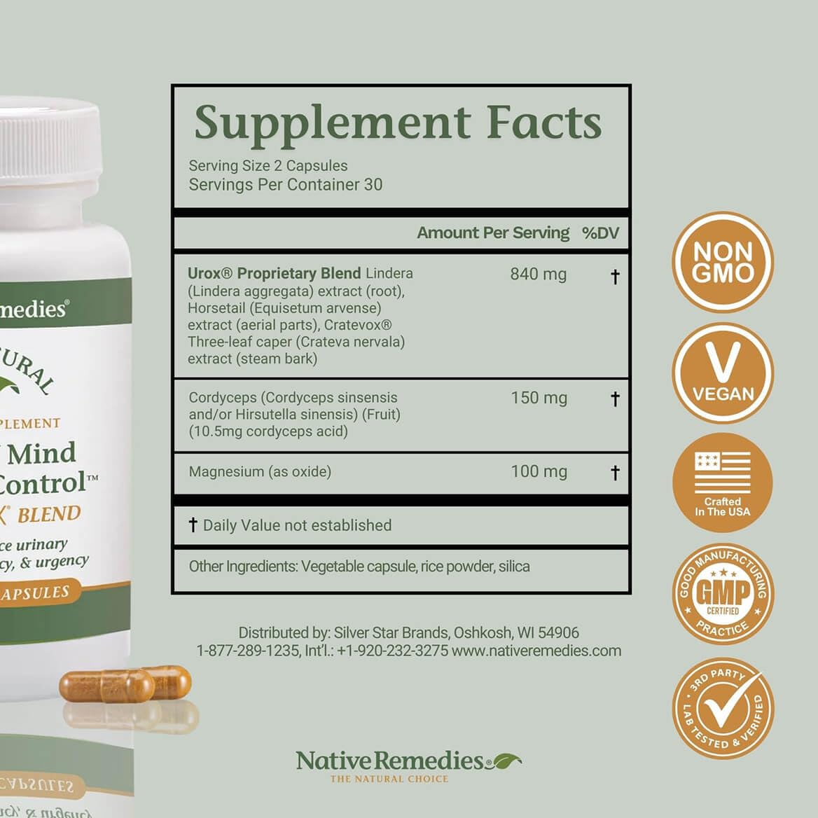 Native Remedies Bladder Control Supplements - Peace of Mind with Urox - Bladder Support for Women & Men, for Overactive Bladders Health - Reduce Nighttime Urination - Non-GMO Vegan Capsules (60 Count) Native RemediesBuy Supplements Australia