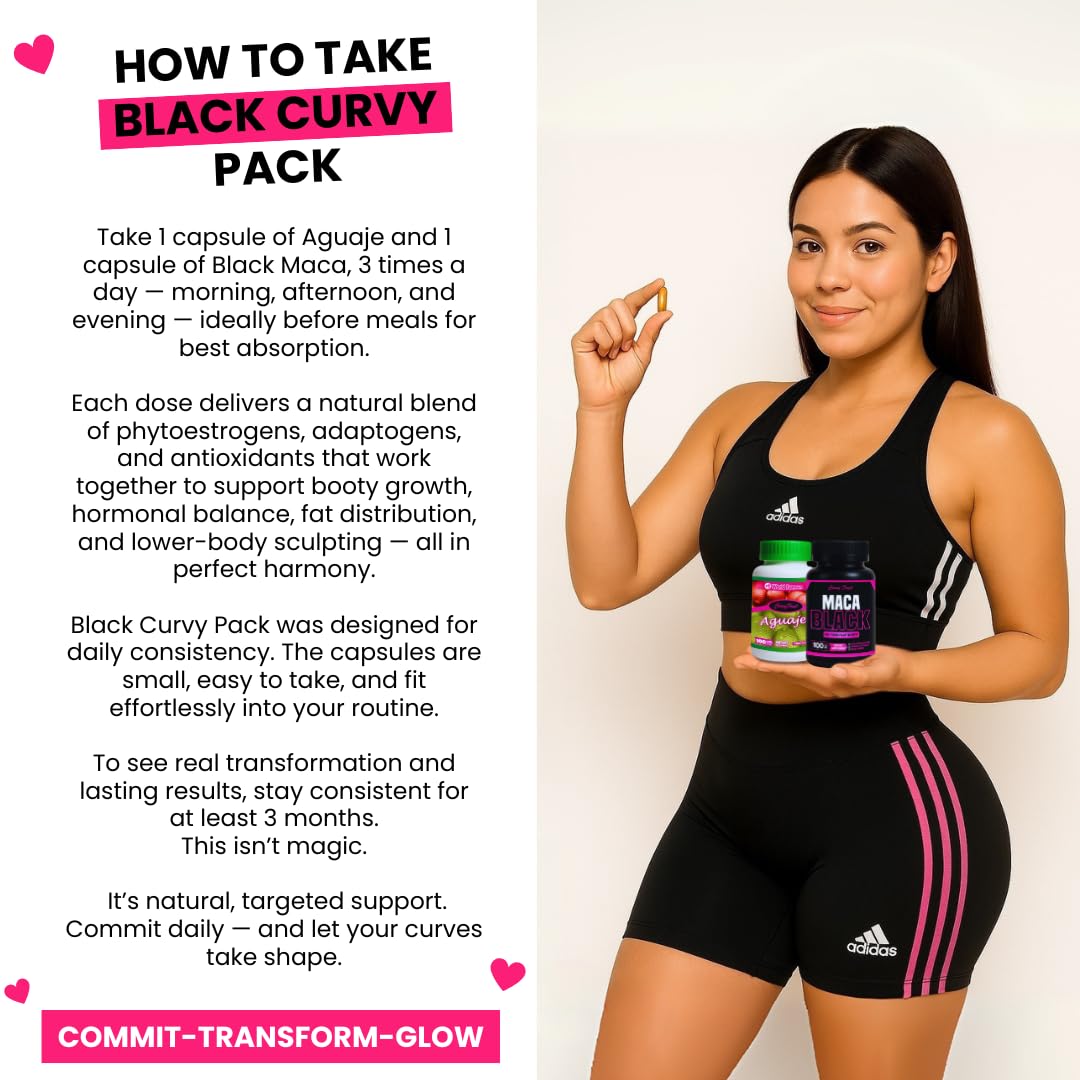 Maximum Booty Growth – Aguaje + Black Maca Pills for Women – Glute Volume Enhancer - Black Curvy Pack Curvy FruitBuy Supplements Australia