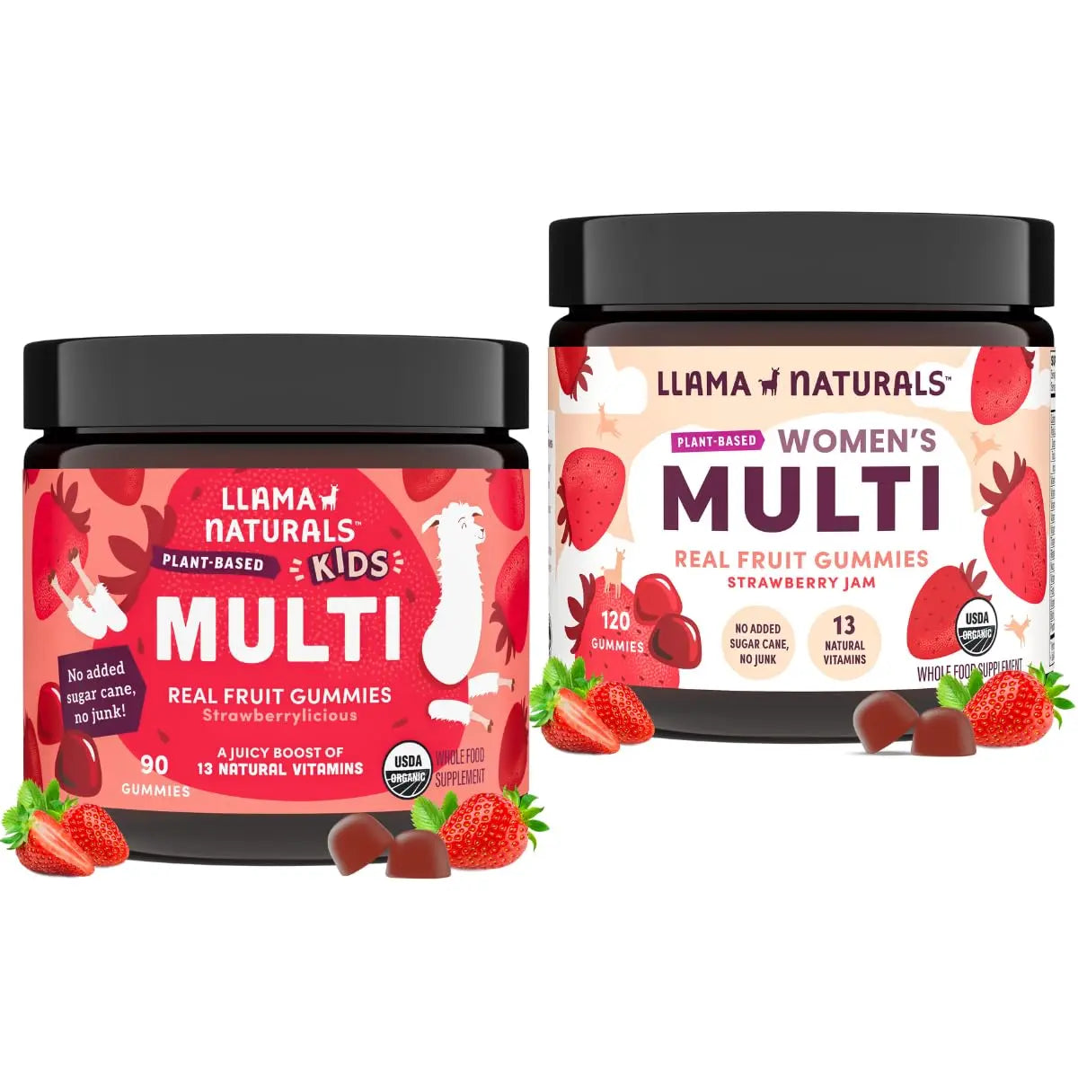 Llama Naturals Real Fruit Multivitamin Gummies | Kids & Women's Whole Food-Based Vitamins | No Added Cane Sugar | Llama NaturalsBuy Supplements Australia
