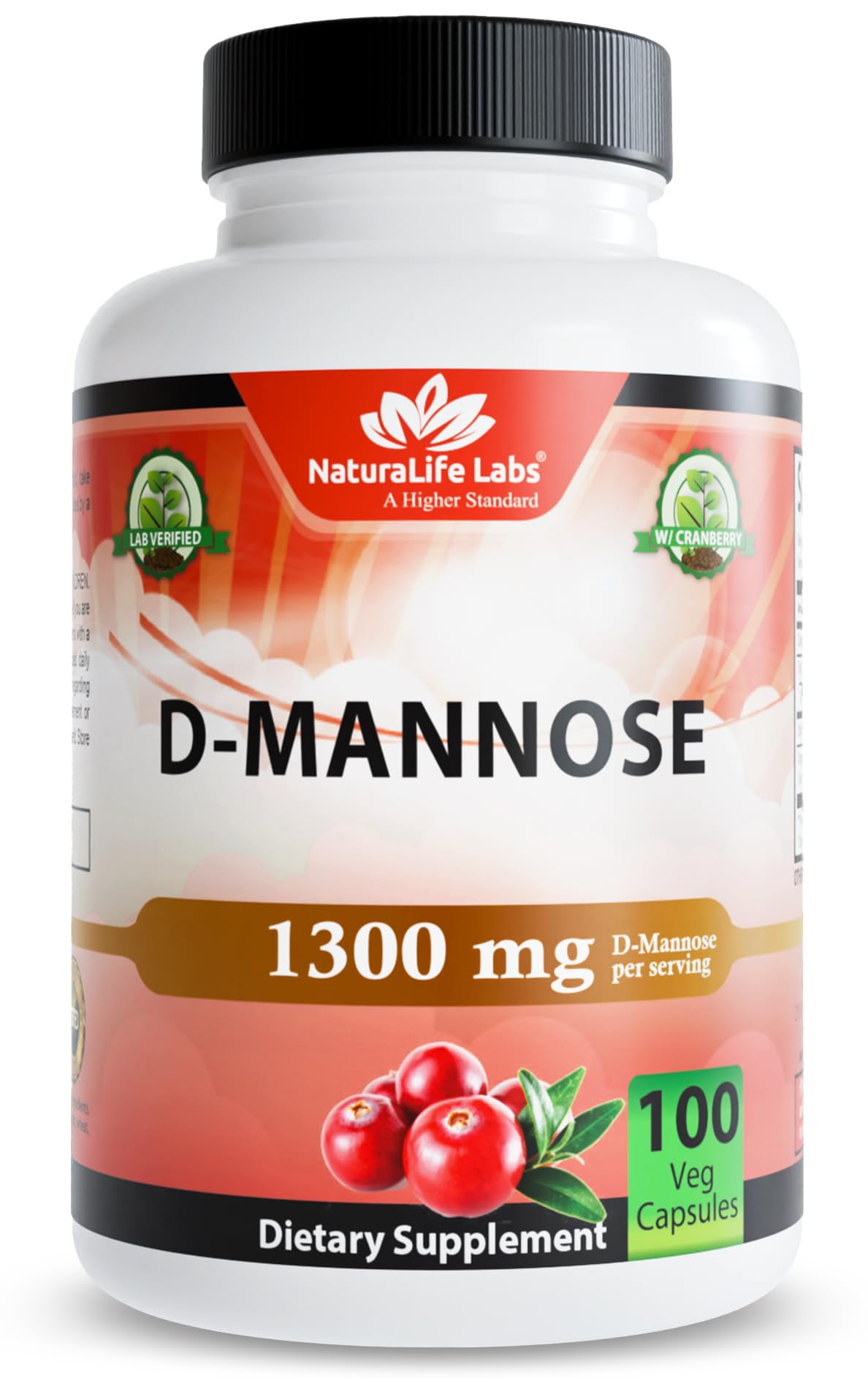 NaturaLife Labs Organic D-Mannose 1300 mg with Organic Cranberry Extract 100 mg per Serving – 100 Capsules – Non-GMO, Gluten-Free, Vegan NaturaLife LabsBuy Supplements Australia