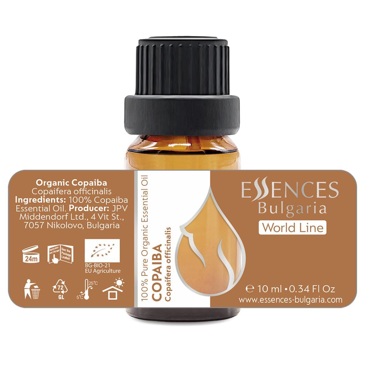 Essences Bulgaria Organic Copaiba Essential Oil 0.34 Fl Oz 10ml Copaifera officinalis - 100% Pure Natural Essences BulgariaBuy Supplements Australia