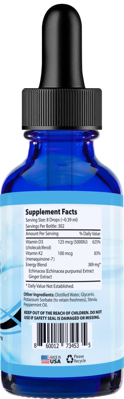 Absonutrix Vitamin D3 K2 Drops, 390mg, 4 Oz Liquid, 302 Servings, Made in USA, Quick Absorption, Quality Potent Ingredients, Non-GMO, GMP Certified, Cruelty-Free Products, Bone Strength Supplements AbsonutrixBuy Supplements Australia