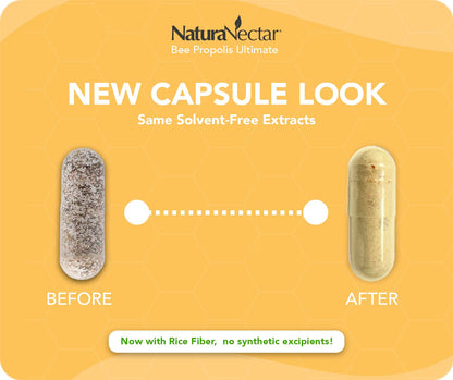 NaturaNectar - Ultimate Bee Propolis Capsules - NSF Contents Certified -Brazilian Red, Brown, & Green - Gluten-Free Supplement with Flavonoids - Naturally Sourced Through Ethical Beekeeping (60pcs.) NaturaNectarBuy Supplements Australia