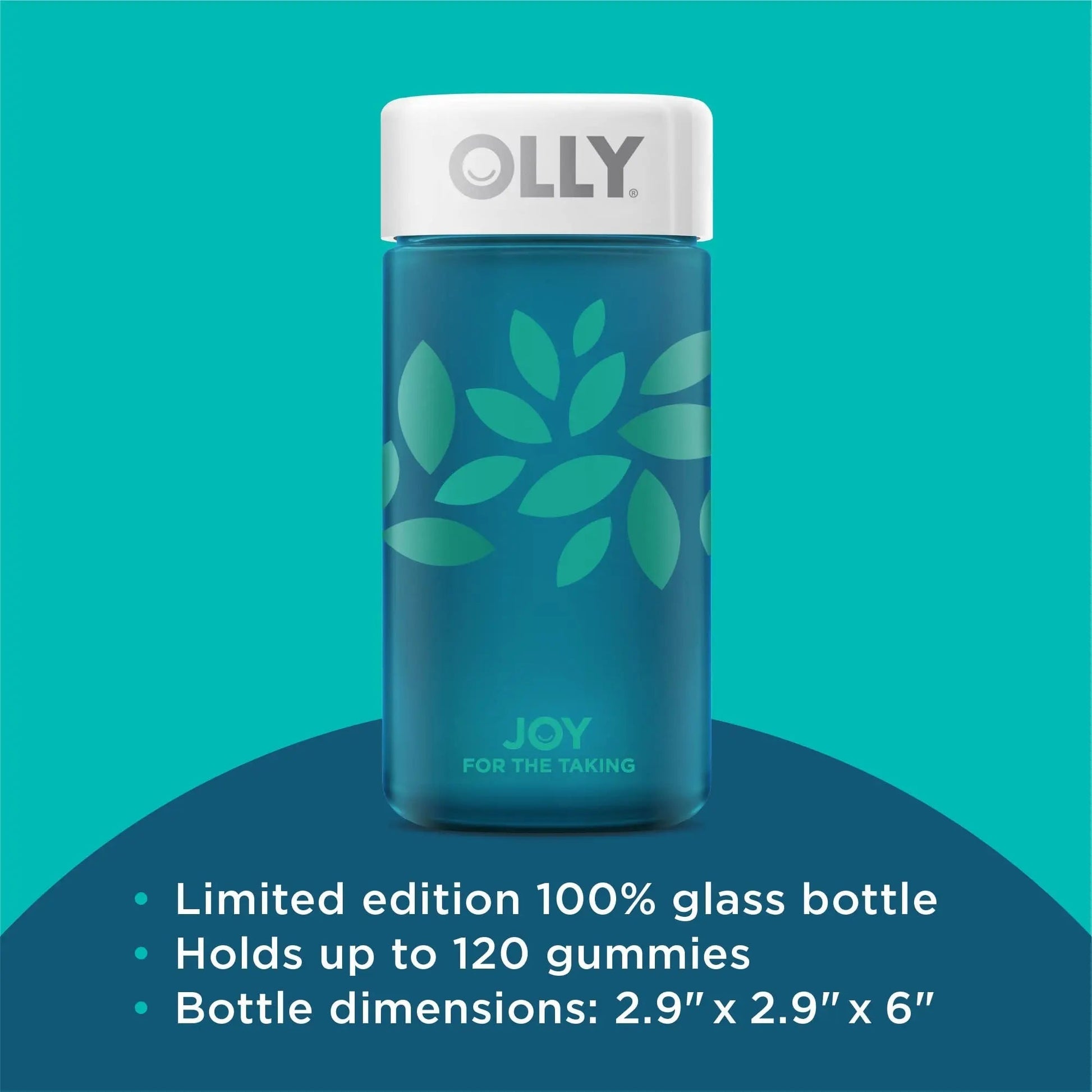 OLLY Joy Jar Gift, Easy Refillable Glass Bottle Vitamin Container, Holds Up to 120 Vitamin Gummies OLLYBuy Supplements Australia