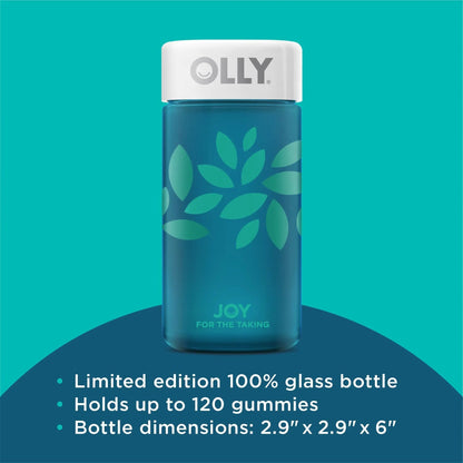 OLLY Joy Jar Gift, Easy Refillable Glass Bottle Vitamin Container, Holds Up to 120 Vitamin Gummies OLLYBuy Supplements Australia