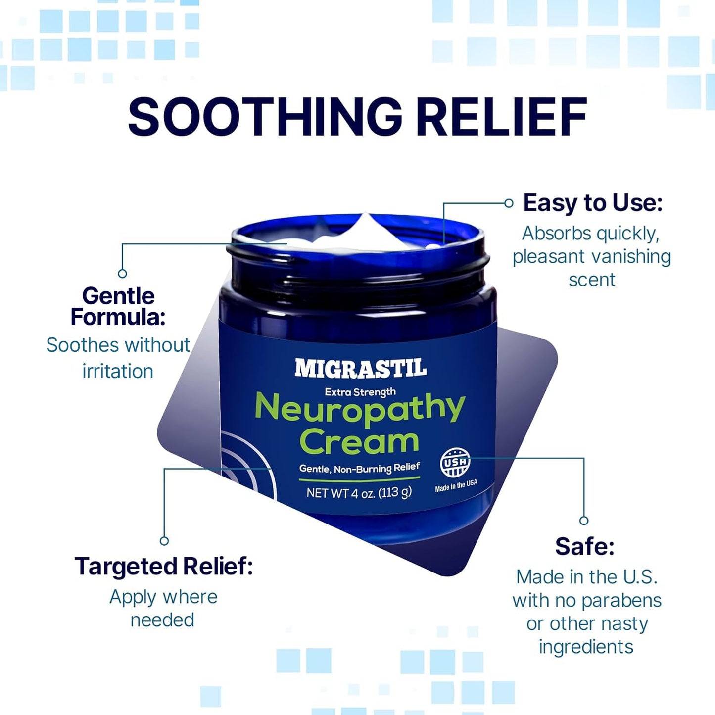 Basic Vigor Migrastil Neuropathy Relief Cream Extra Strength for Feet, Legs, and Hands. Made in The USA. Vegan and Cruelty-Free, Non-Greasy, Gentle, Non-Burning with Cooling Effect (4 oz.) Basic VigorBuy Supplements Australia