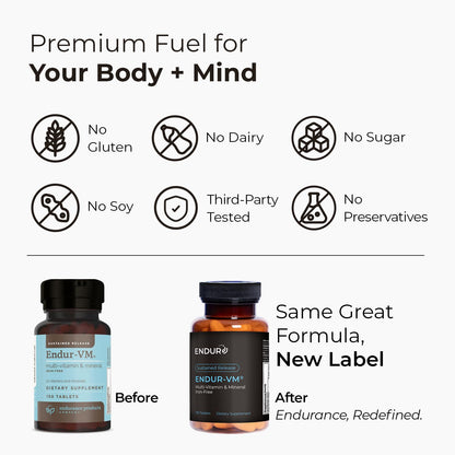 ENDUR-VM - Multivitamin Vitamin A, C, D, E, B12 & Zinc (Without Iron) SR (Sustained Release) 22 Essential Nutrients to Support Overall Wellness for Men & Postmenopausal Women - 150 Tablets Endurance ProductsBuy Supplements Australia