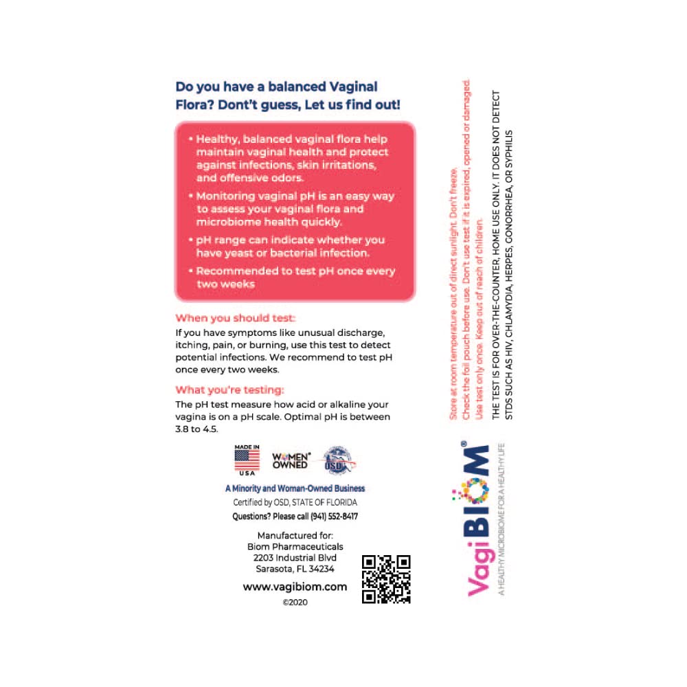 VagiBiom Vaginal pH Tester: Balanced and Healthy Vaginal microbiome ensures Optimum pH VagiBiomBuy Supplements Australia