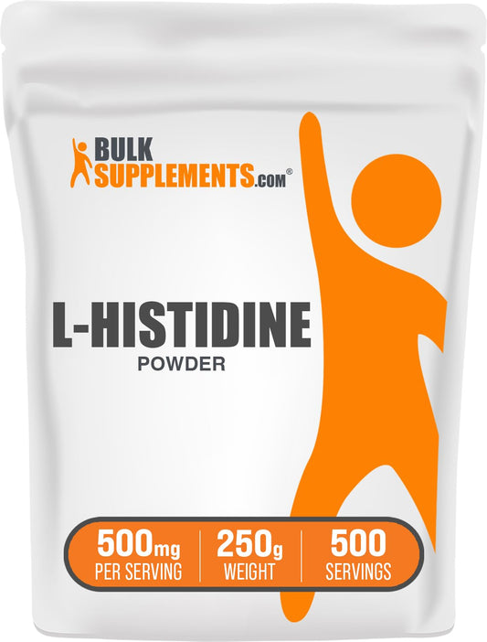 BulkSupplements.com L-Histidine Powder - as L-Histidine Base, Histidine Supplement - Essential Amino Acid & Gluten Free, 500mg per Serving, 250g (8.8 oz) (Pack of 1) BulkSupplementsBuy Supplements Australia