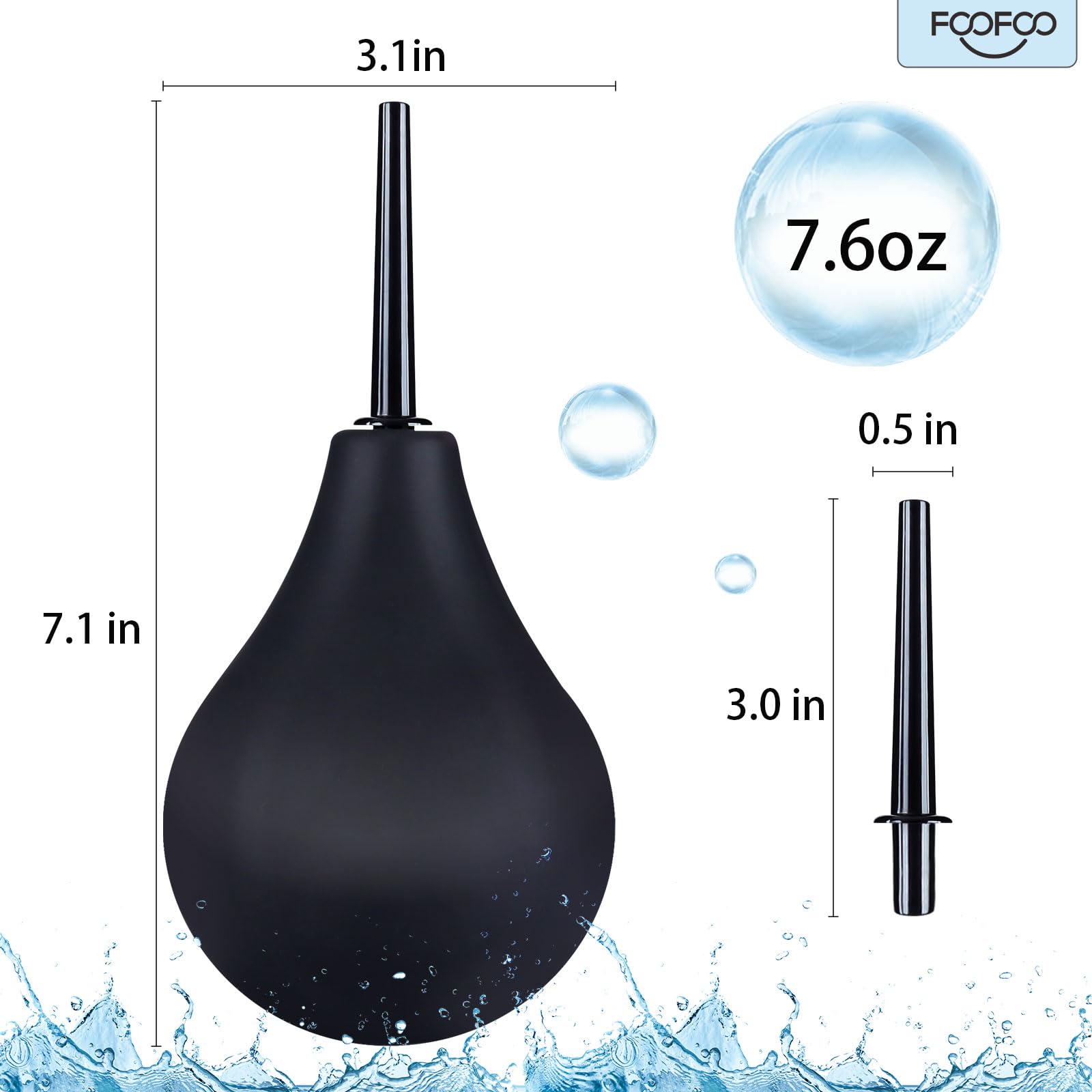 Enema Bulb 7.6oz Douche Enema Kit Includes 4 Nozzles for Women & Men Black with Storage Bag FOOFOOBuy Supplements Australia