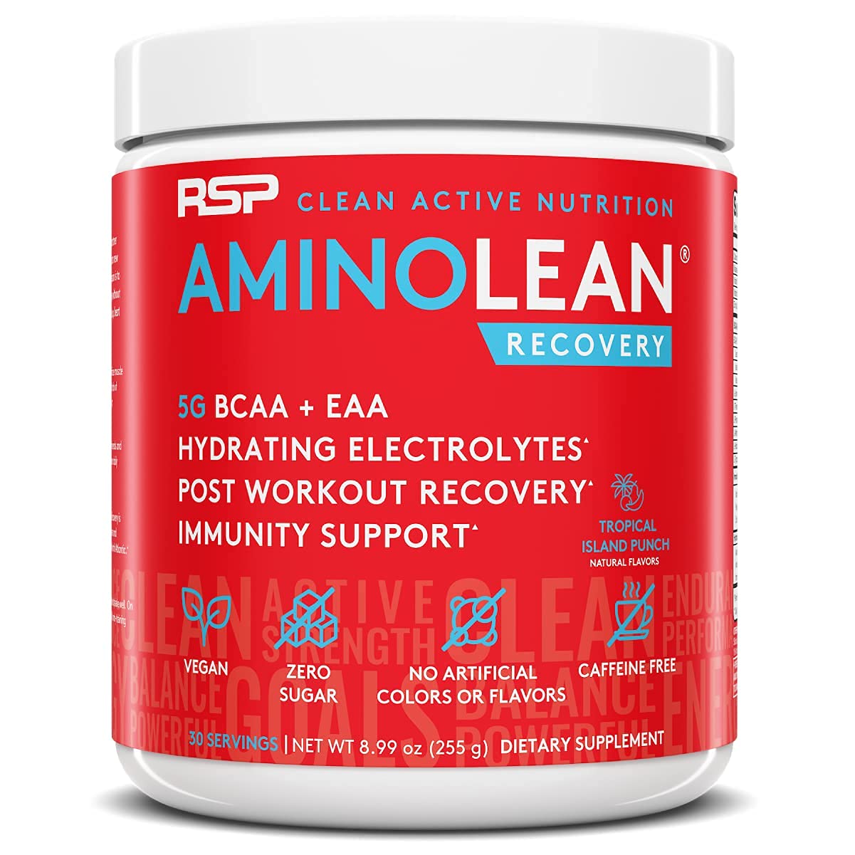 RSP NUTRITION AminoLean Pre Workout Energy (Fruit Punch 30 Servings) with AminoLean Recovery Post Workout Boost (Tropical Island Punch 30 Servings)