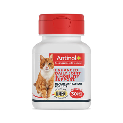 Antinol Plus, Mobility, Hip, and Joint Supplement for Cats, Green-Lipped Mussels and Krill Oil - Cat Joint Supplement, 30 Soft Gels AntinolBuy Supplements Australia