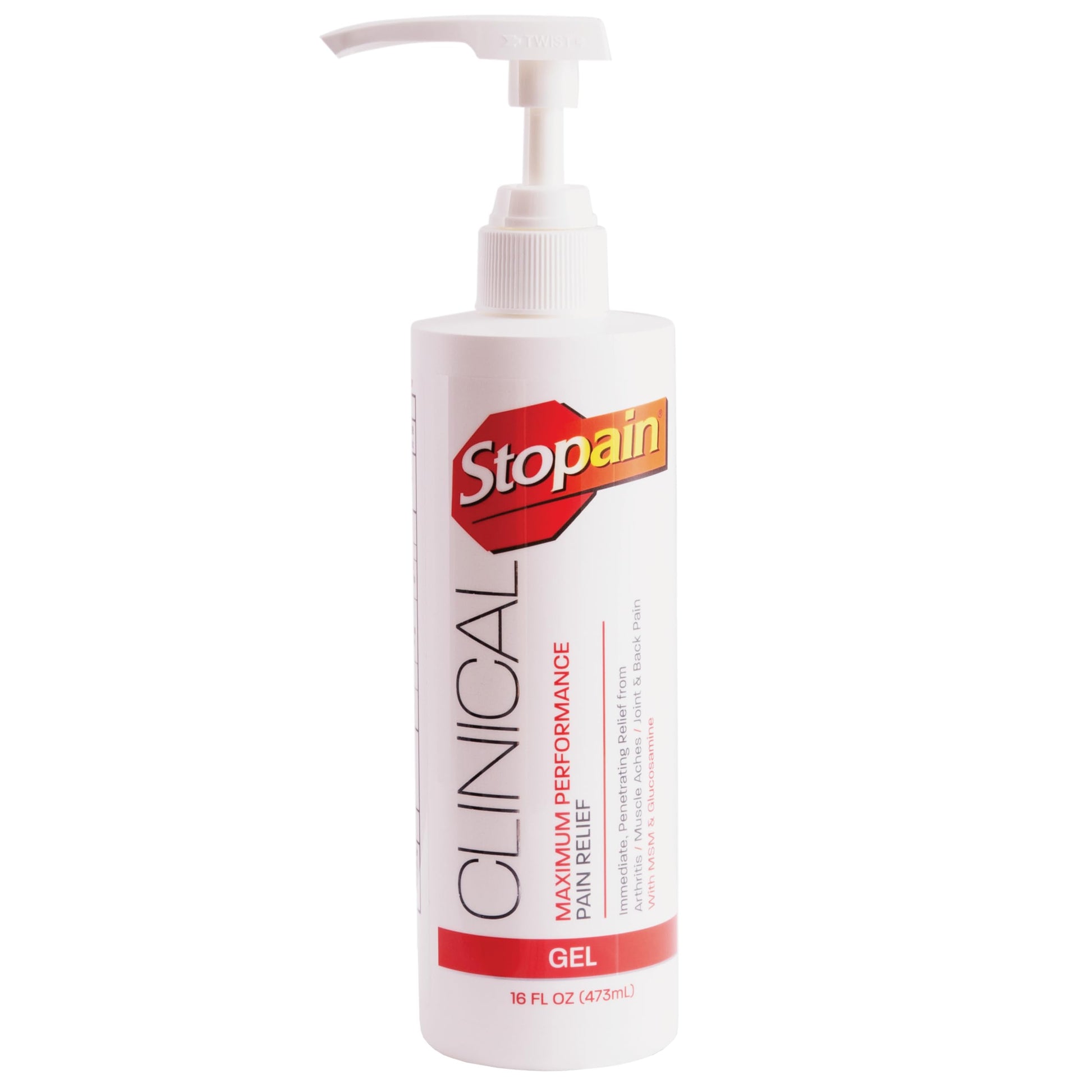 Stopain Clinical Pain Relief Gel 16 oz - Professional Formula for Arthritis, Knee, Back & Muscle Pain - Maximum Strength Gel for Joint & Nerve Pains with 10% Menthol Plus Glucosamine - Made in USA StopainBuy Supplements Australia