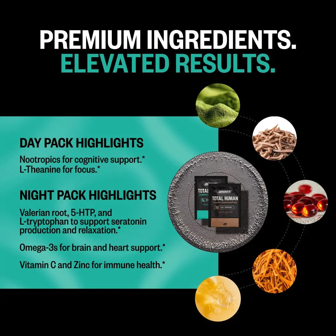 ONNIT Total Wellness & Performance Bundle: Total Human Multivitamin Packs (30-Day Supply) + Creatine Monohydrate Powder (30 Servings) ONNITBuy Supplements Australia