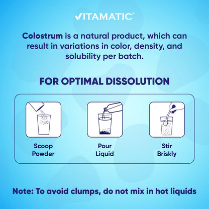 Vitamatic Bovine Colostrum + Collagen Powder - Supplement for Gut Health, Hair Growth, Beauty, Muscle Recovery, & Immune Support - Easy to Mix - Unflavored - 454 Gram, (16 oz) VitamaticBuy Supplements Australia