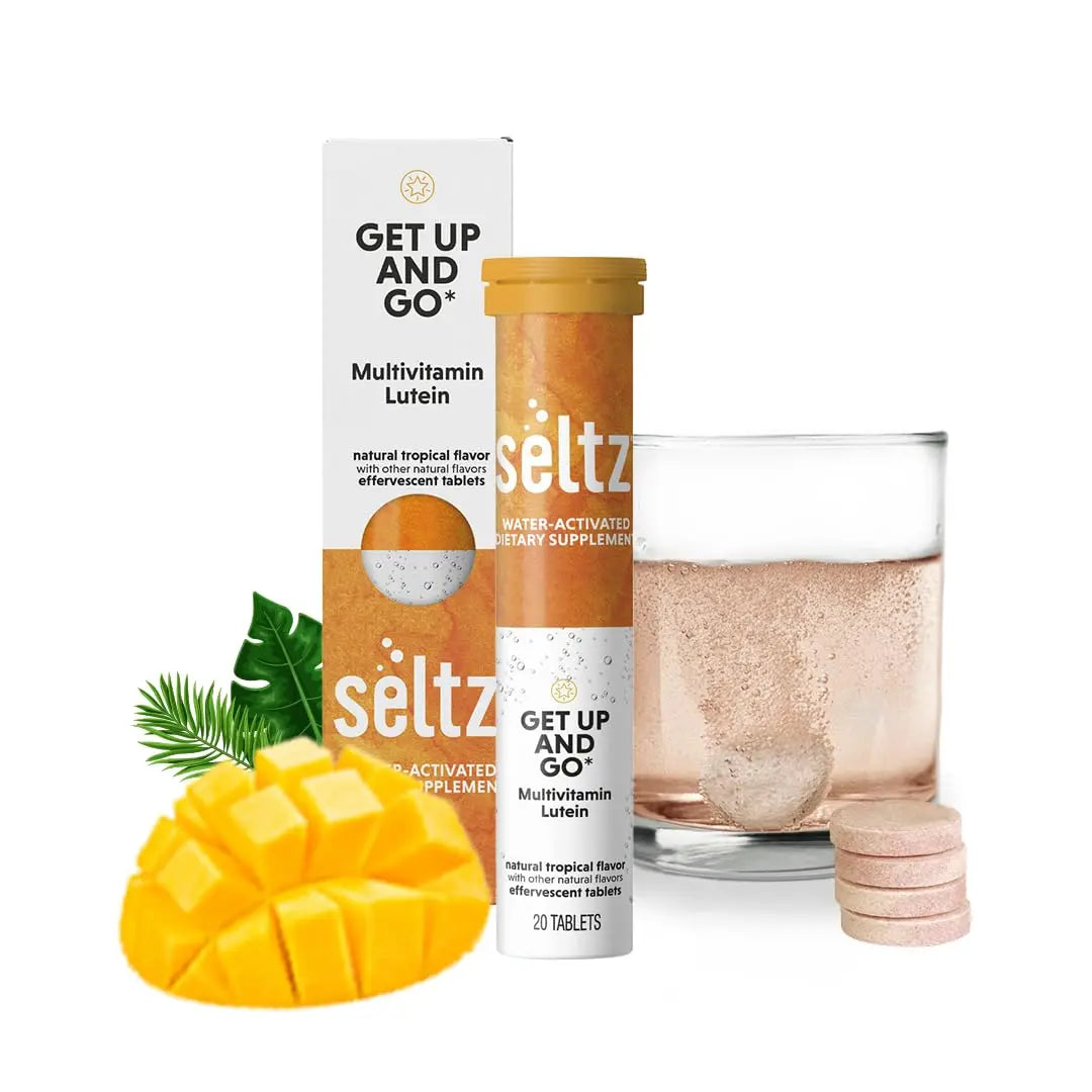 Seltz® Get Up and Go – Effervescent Multivitamin with Lutein for Daily Energy, Eye Health & Antioxidant Support Seltz