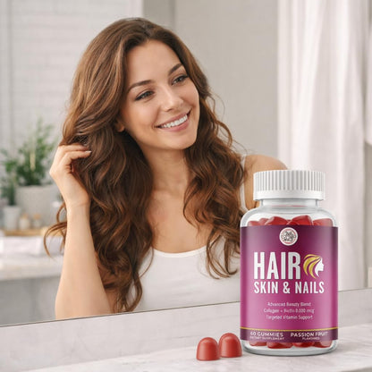 Grab The Gold Hair Skin & Nails Vitamins for Women | Gummies with 6000mcg Biotin & Collagen | 10 Essential Vitamin & Minerals | Gluten-Free, Non-GMO, Passion Fruit Flavor | 1 Month Supply, Made in USA Grab The GoldBuy Supplements Australia