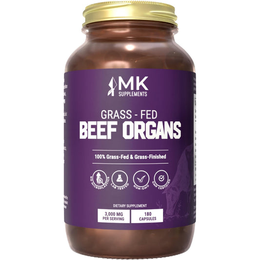 MK Supplements Grass-Fed Beef Organs Capsules | 5 Organs in Nature-Identical Ratios | B12, Copper & Heme Iron | Regeneratively Raised | 150 Capsules MK SupplementsBuy Supplements Australia