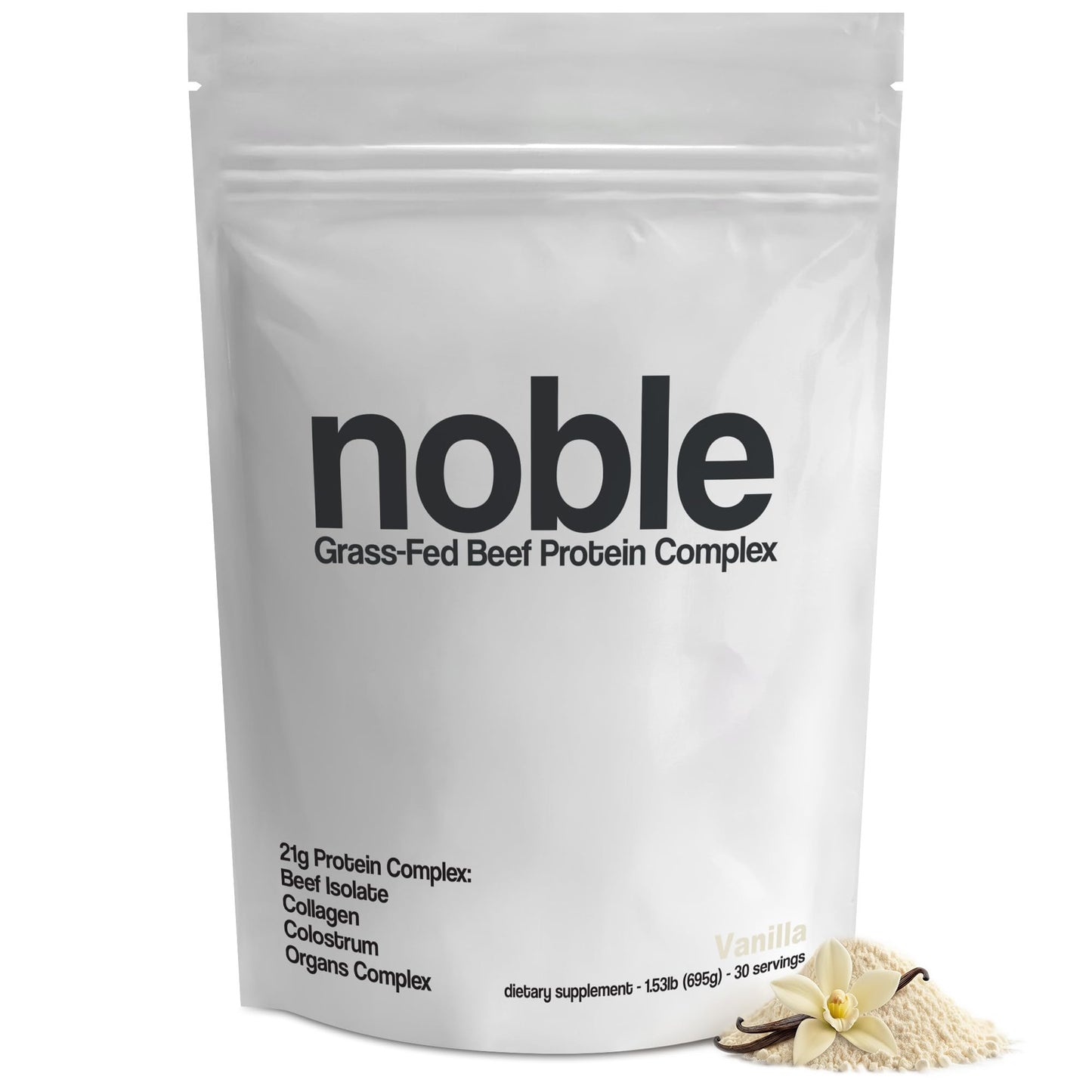 Noble Grass Fed Beef Protein Powder | Beef Protein w/Collagen, Colostrum, Organ Blend | Carnivore, Keto Friendly | Whey, Gluten Free | Muscle, Gut Health, Skin, Joint Support | 30 Servings, Vanilla Noble OriginsBuy Supplements Australia