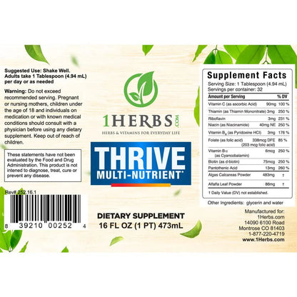 Thrive Multi-Nutrient Liquid - Alcohol Free Daily Multivitamin with Liquid Vitamin C and Vitamin B Complex – Vital Nutrients for Immune Support 1HerbsBuy Supplements Australia