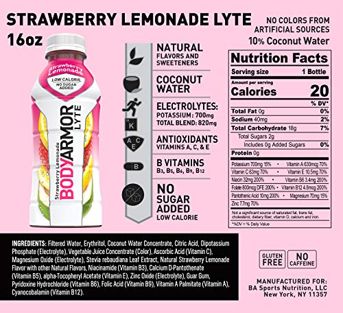 BODYARMOR LYTE Sports Drink Low-Calorie Sports Beverage, Strawberry Lemonade BODYARMORBuy Supplements Australia