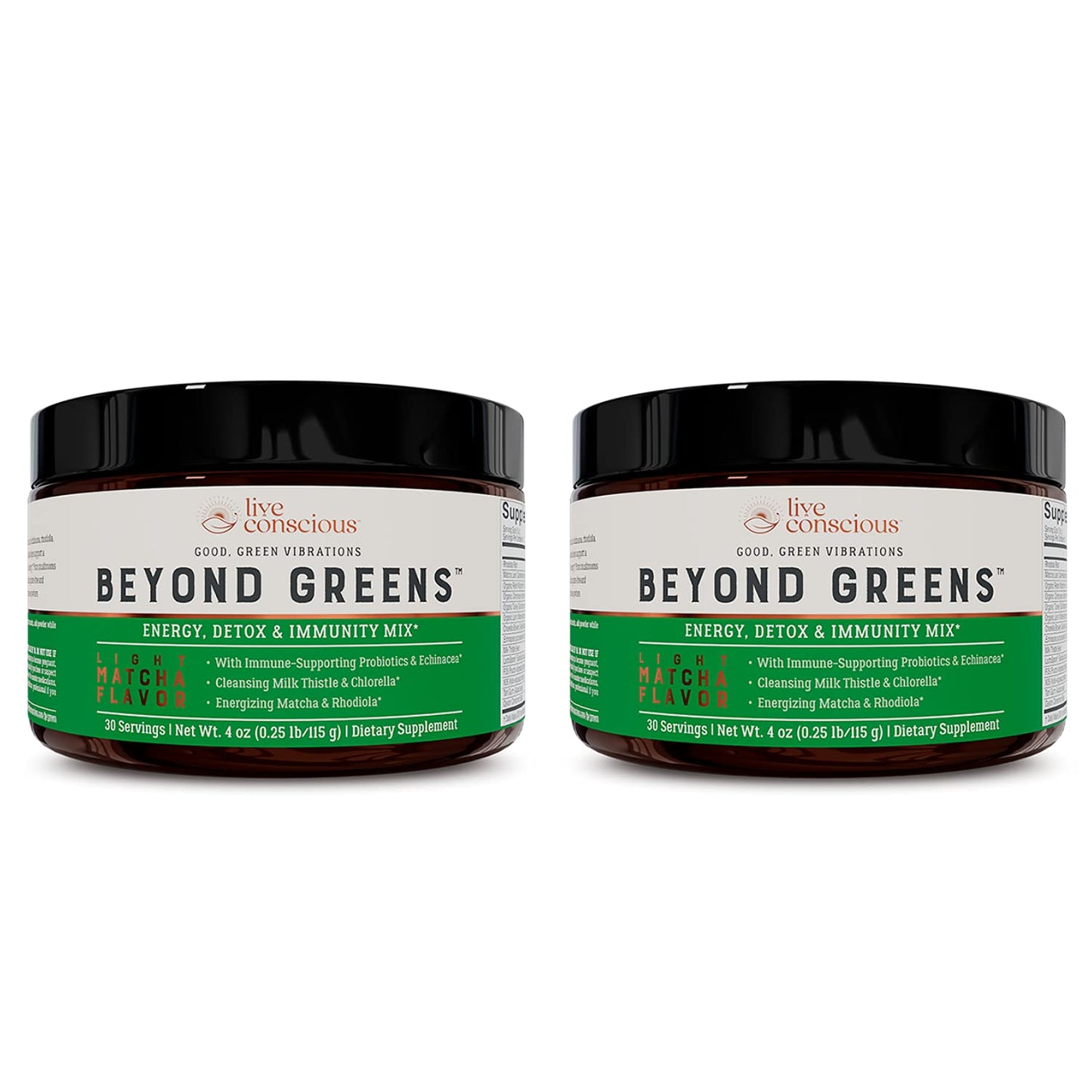 Live Conscious Beyond Greens Concentrated Superfood Powder - Matcha Flavor w/Chlorella, Echinacea, Probiotics for Immune Support & Energy - 30 Servings (2-Pack) Live ConsciousBuy Supplements Australia