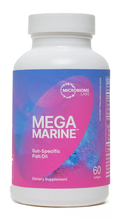 Microbiome Labs MegaMarine Omega 3 Fish Oil Supplements - Gut-Specific EPA DHA Omega 3 Supplement with DPA for Gut Health - Support Immune & Gut Barrier Function (60 Softgels) Microbiome LabsBuy Supplements Australia