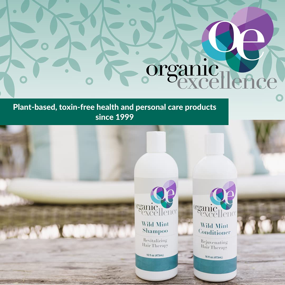 Organic Excellence Natural Organic Shampoo, Wild Mint & Rosemary, Chemical Free, Plant-Based, Toxin-Free, Cruelty-Free, Certified Herbs & Oils For Healthy Full-Bodied Hair 16 fl. oz Organic ExcellenceBuy Supplements Australia